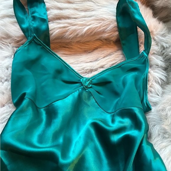 Adonna Other - Vintage satin teal emerald green mermaidcore whimsigoth fairycore slip dress